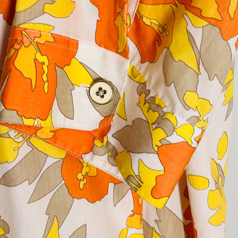 Foxcroft wrinkle free shaped fit women's button blouse retro bright floral 24W - Picture 5 of 9
